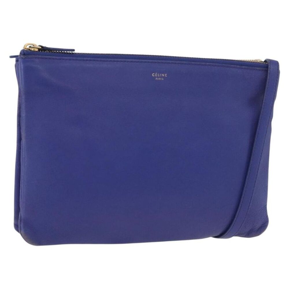 Celine Trio Leather Blue Leather Shoulder Bag Bag